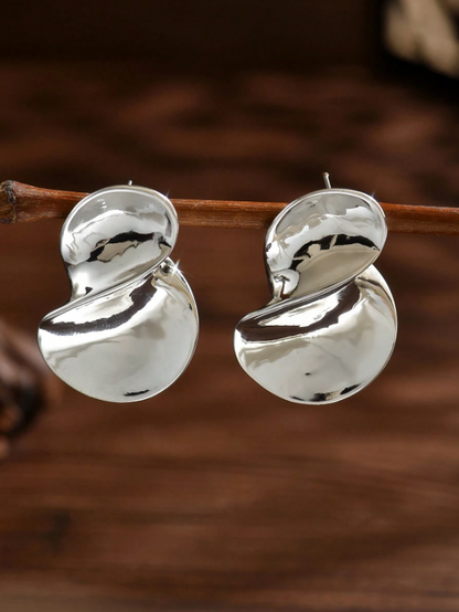 Minimalist Oversized Chunky Jewelry Set  – Rhinestone Metal Alloy Earrings in Teardrop, Spiral Design