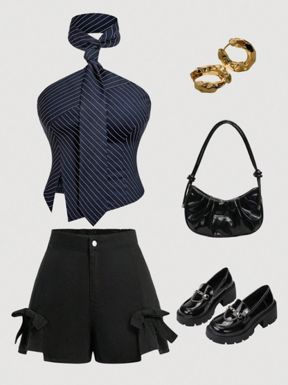 Leopard Halter Neck Slit Top
