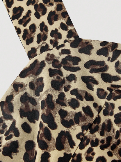 Leopard Halter Neck Slit Top