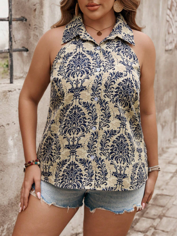 Summer Floral Sleeveless Shirt
