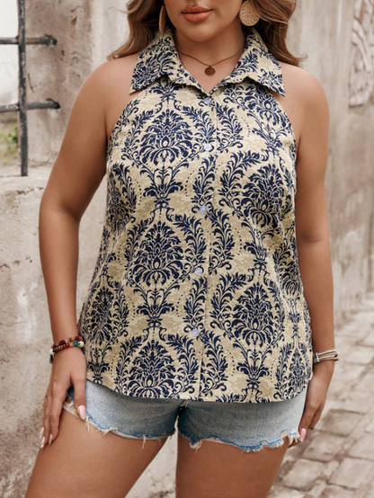 Summer Floral Sleeveless Shirt