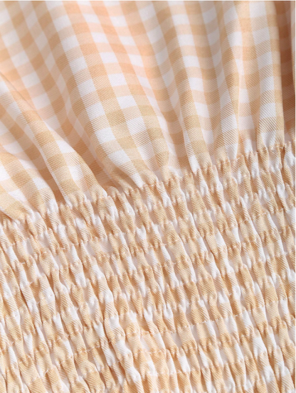 Women's Gingham Tie-Shoulder Slim Tank Top – Plaid Ruffle Hem Cami for Summer Commute & Casual Chic Looks