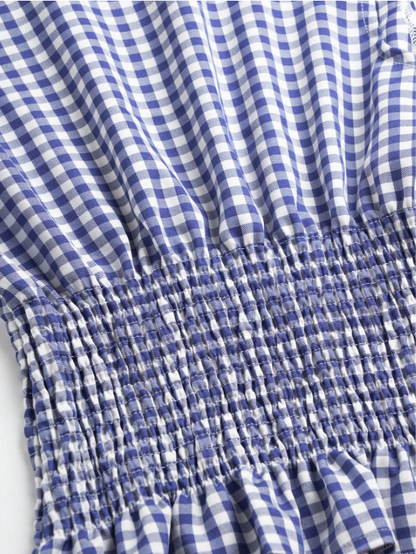 Women's Gingham Tie-Shoulder Slim Tank Top – Plaid Ruffle Hem Cami for Summer Commute & Casual Chic Looks