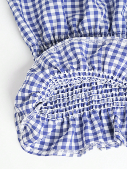 Women's Gingham Tie-Shoulder Slim Tank Top – Plaid Ruffle Hem Cami for Summer Commute & Casual Chic Looks