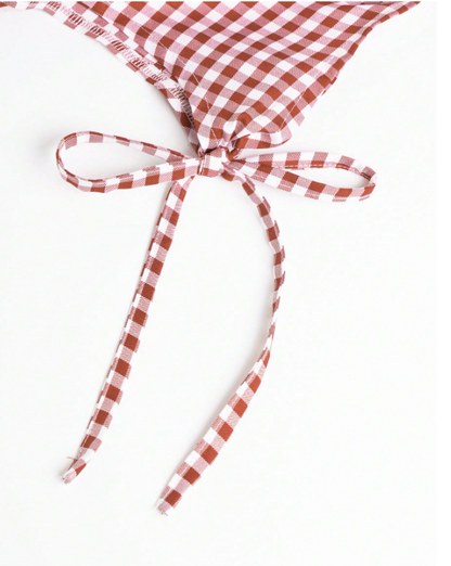 Women's Gingham Tie-Shoulder Slim Tank Top – Plaid Ruffle Hem Cami for Summer Commute & Casual Chic Looks
