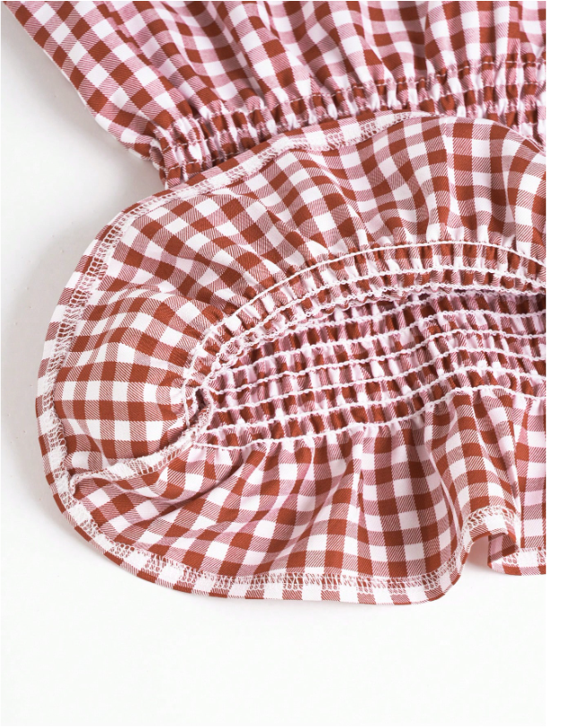 Women's Gingham Tie-Shoulder Slim Tank Top – Plaid Ruffle Hem Cami for Summer Commute & Casual Chic Looks