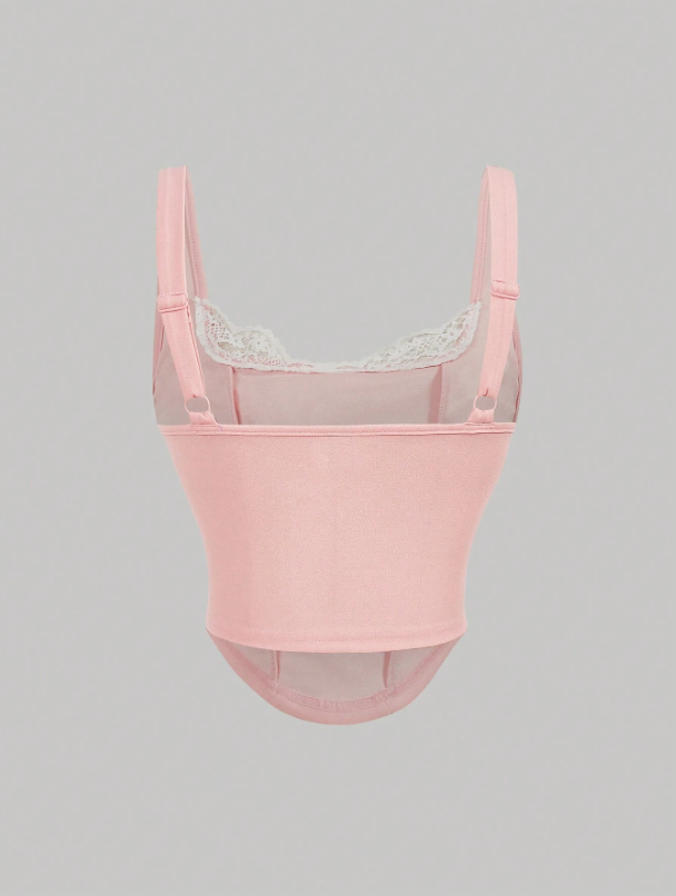 Retro Velvet Tank Top with Detachable Lace Collar & Bow – Elegant Party Camisole for Night Out or New Year Looks