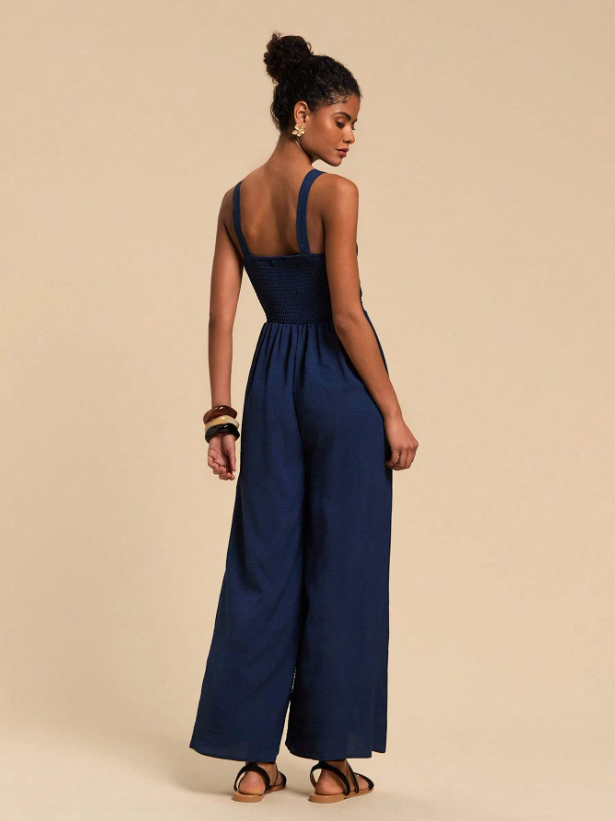Cutout Wide Leg Jumpsuit for Women – Trendy Twisted Knot Sleeveless Partywear
