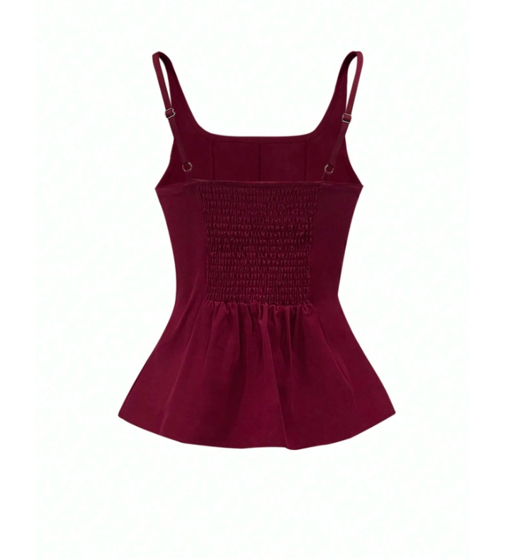 Women’s Pleated Sleeveless Peplum Top | Slim Fit 4-Way Stretch Camisole