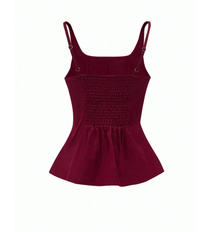Women’s Pleated Sleeveless Peplum Top | Slim Fit 4-Way Stretch Camisole