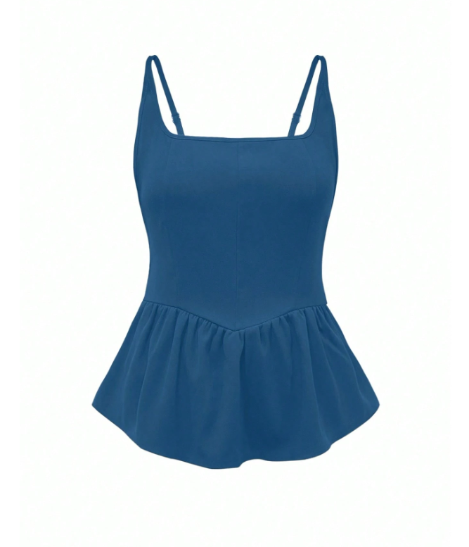 Women’s Pleated Sleeveless Peplum Top | Slim Fit 4-Way Stretch Camisole