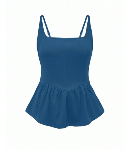 Women’s Pleated Sleeveless Peplum Top | Slim Fit 4-Way Stretch Camisole