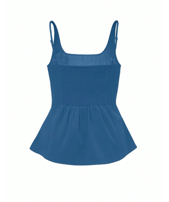Women’s Pleated Sleeveless Peplum Top | Slim Fit 4-Way Stretch Camisole