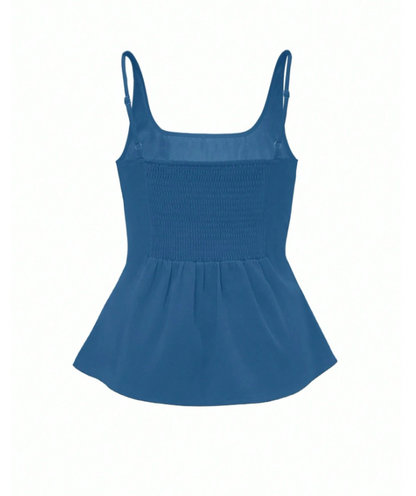 Women’s Pleated Sleeveless Peplum Top | Slim Fit 4-Way Stretch Camisole