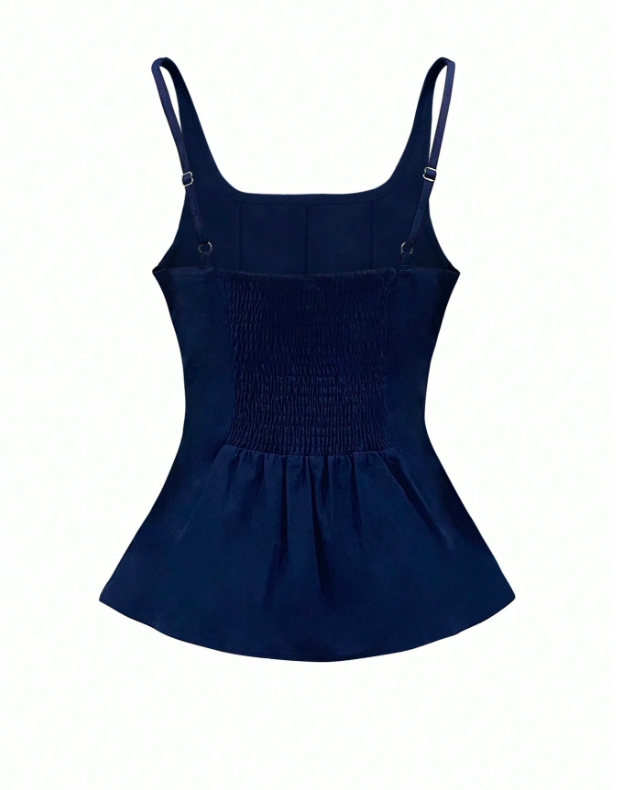 Women’s Pleated Sleeveless Peplum Top | Slim Fit 4-Way Stretch Camisole