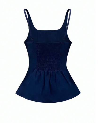 Women’s Pleated Sleeveless Peplum Top | Slim Fit 4-Way Stretch Camisole