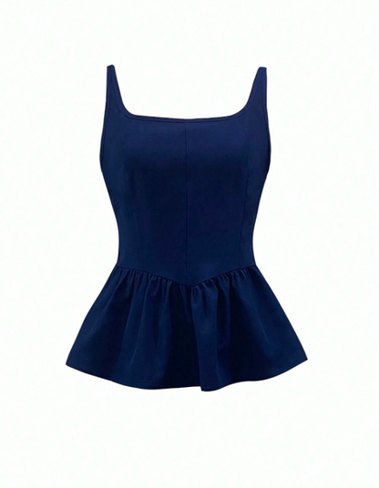Women’s Pleated Sleeveless Peplum Top | Slim Fit 4-Way Stretch Camisole