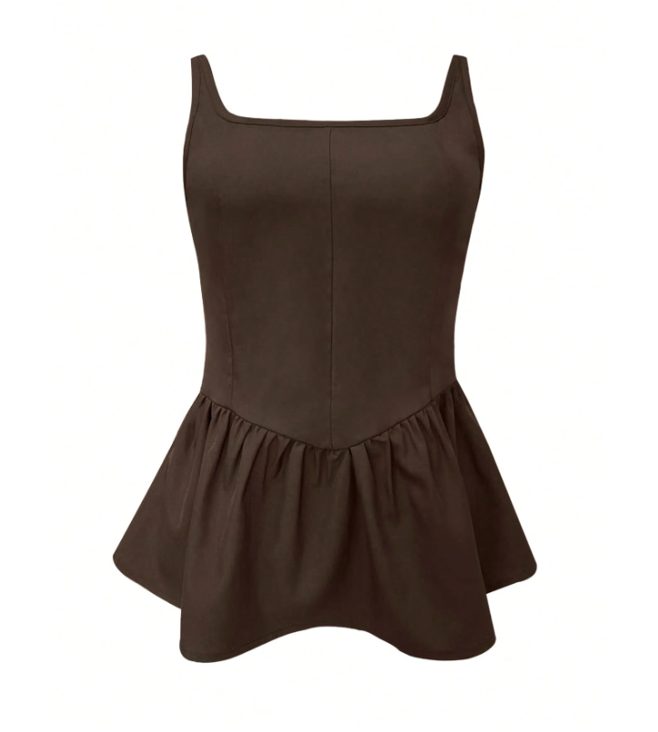 Women’s Pleated Sleeveless Peplum Top | Slim Fit 4-Way Stretch Camisole