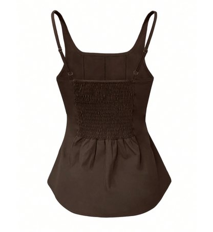 Women’s Pleated Sleeveless Peplum Top | Slim Fit 4-Way Stretch Camisole