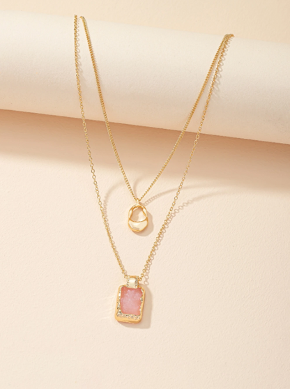 Layered Geometric Pendant Tag Necklace for Women – Trendy Multi-Layer Chain for Daily, Party & Casual Outfits
