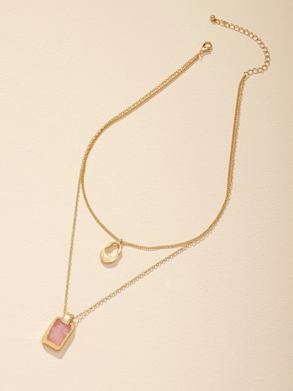 Layered Geometric Pendant Tag Necklace for Women – Trendy Multi-Layer Chain for Daily, Party & Casual Outfits