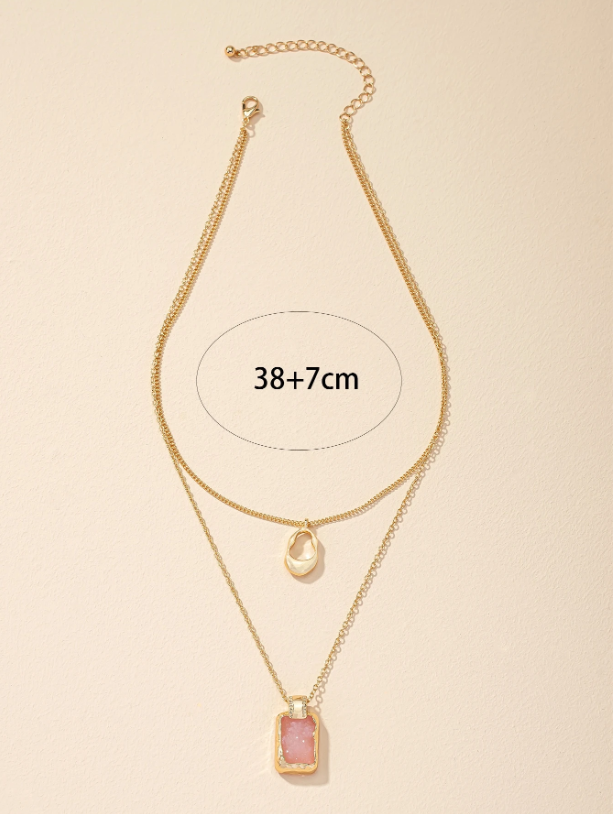 Layered Geometric Pendant Tag Necklace for Women – Trendy Multi-Layer Chain for Daily, Party & Casual Outfits