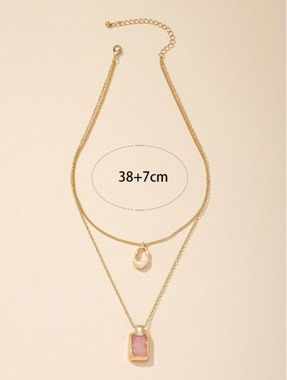 Layered Geometric Pendant Tag Necklace for Women – Trendy Multi-Layer Chain for Daily, Party & Casual Outfits