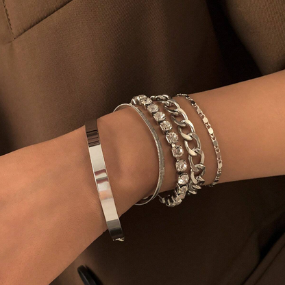 5pcs Bohemian Golden Bracelet Set | Beaded & Layered Bangles | Trendy Summer Party Jewelry