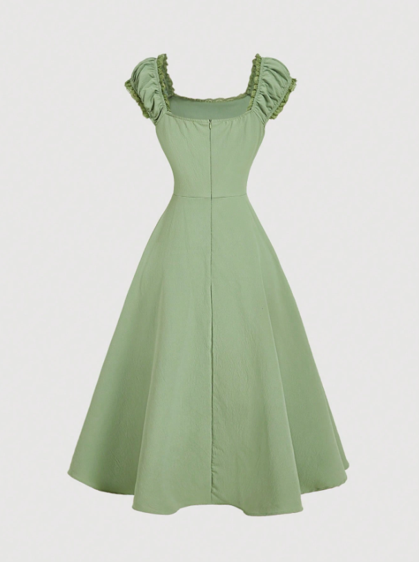 Vintage Lace Embroidered Midi Dress