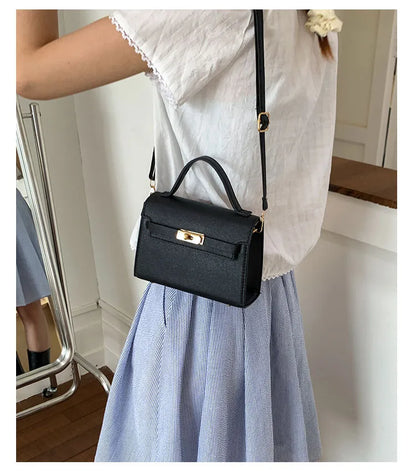Square Crossbody Bag – Small Shoulder Belt Bag with Zipper & Lock Design