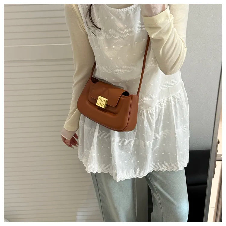 Women’s PU Leather Crossbody & Shoulder Bag – Aesthetic Solid Color Sling Purse for Everyday Use