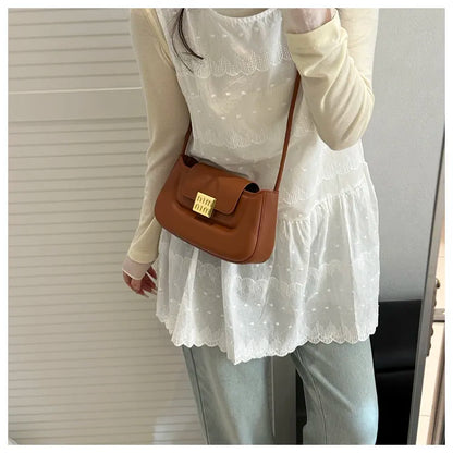 Women’s PU Leather Crossbody & Shoulder Bag – Aesthetic Solid Color Sling Purse for Everyday Use