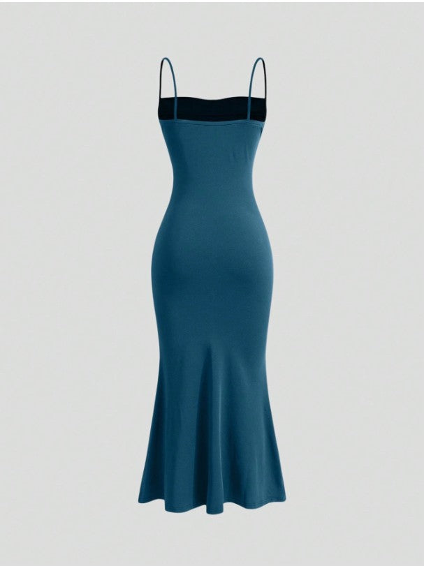 Elegant Pleated Mermaid Cami Maxi Dress – Ruched Backless Slip Dress for Evening & Parties