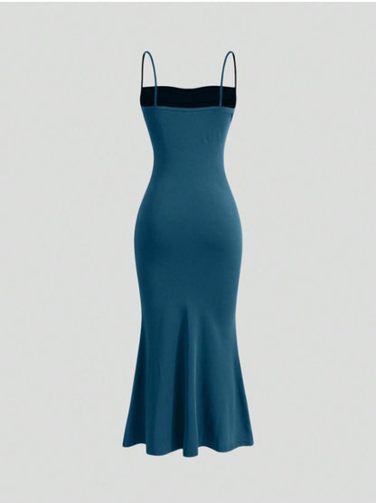 Elegant Pleated Mermaid Cami Maxi Dress – Ruched Backless Slip Dress for Evening & Parties