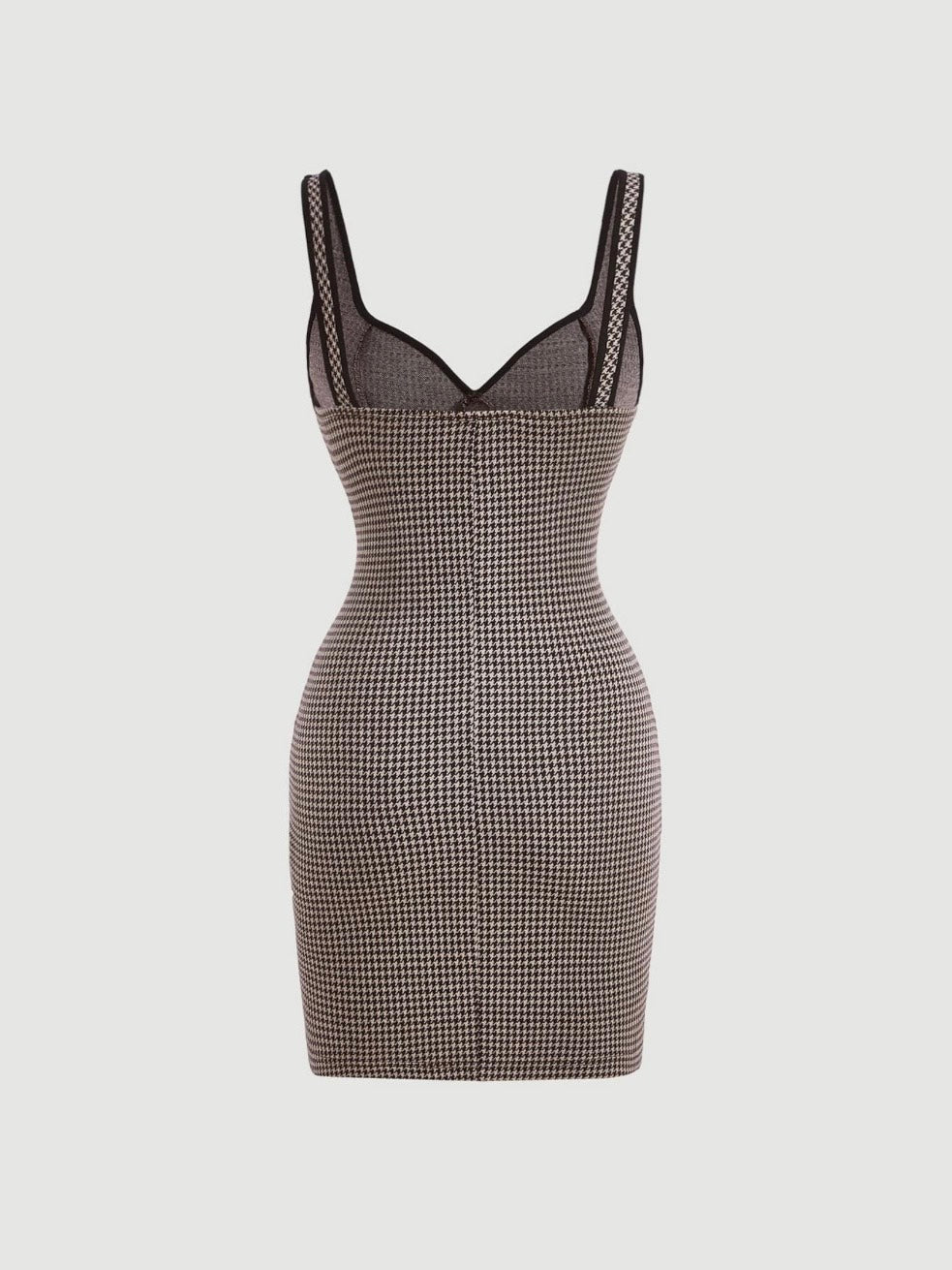 Trendy Houndstooth Bodycon Mini Dress | Sweetheart Neck1