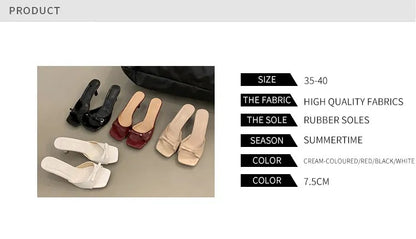 Elegant 2-Inch Bowknot Heels for Women – Open-Toe Slip-On Sandals