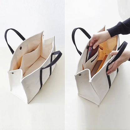Minimalist Canvas Carryall Tote Bag – Large Work, Laptop & Everyday Shoulder Handbag