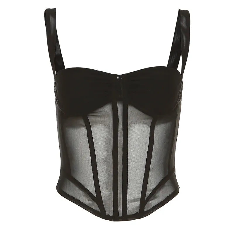 Sexy Mesh Halter Neck Vest Top | Stretch Waist Slim Fit | Partywear Crop Top