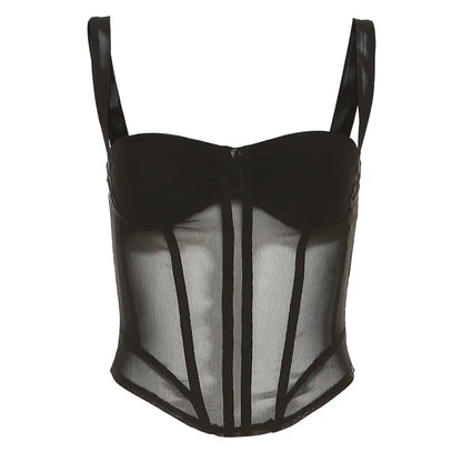 Sexy Mesh Halter Neck Vest Top | Stretch Waist Slim Fit | Partywear Crop Top