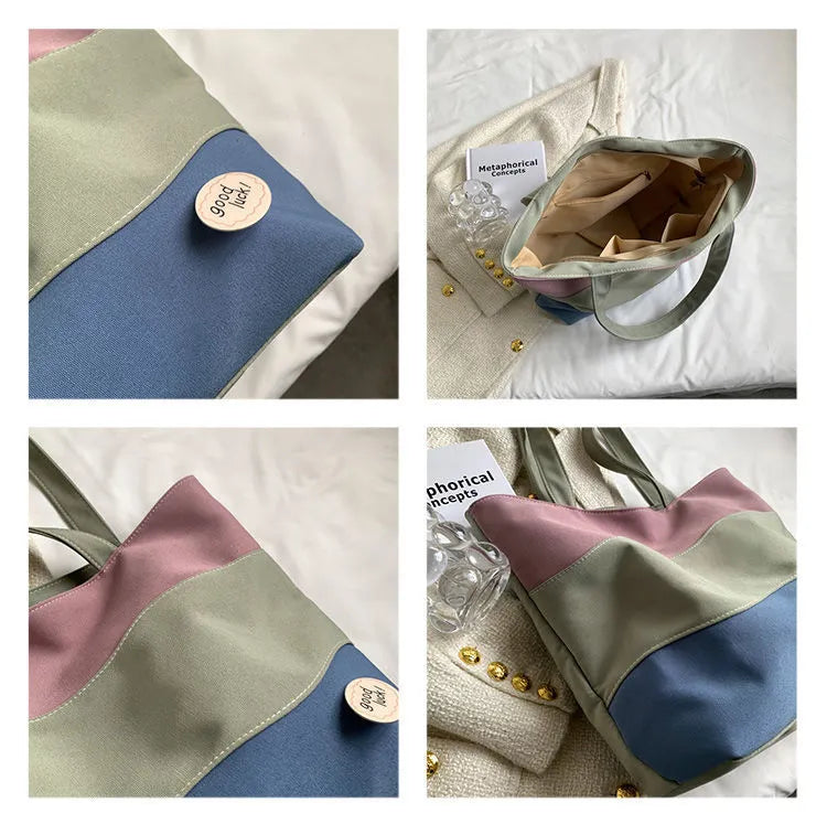 Large Canvas Square Tote Bag – Oversized Shoulder Bag with Zipper | Travel, Work & Laptop Friendly Casual Handbag