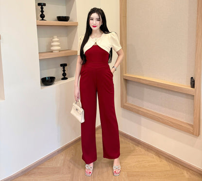 Elegant Wool Wave Co-ord Set with Cropped Shrug & Wide-Leg Pants | Trendy Two-Piece Outfit
