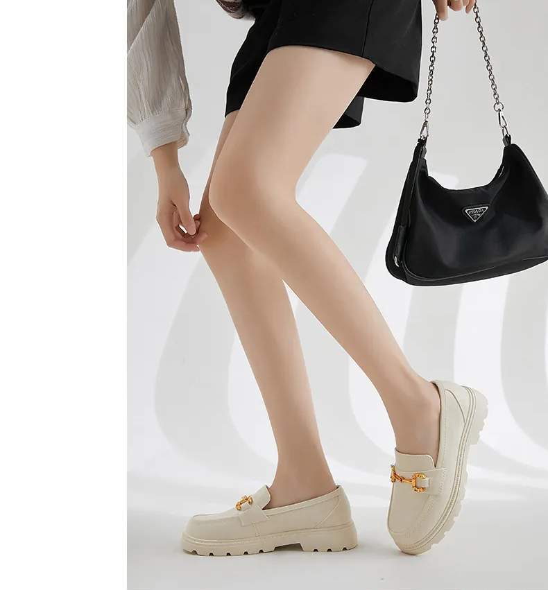 Chunky Rubber Loafers for Women – Trendy Slip-On Shoes with Gold Buckle