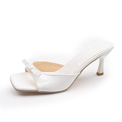 Elegant 2-Inch Bowknot Heels for Women – Open-Toe Slip-On Sandals