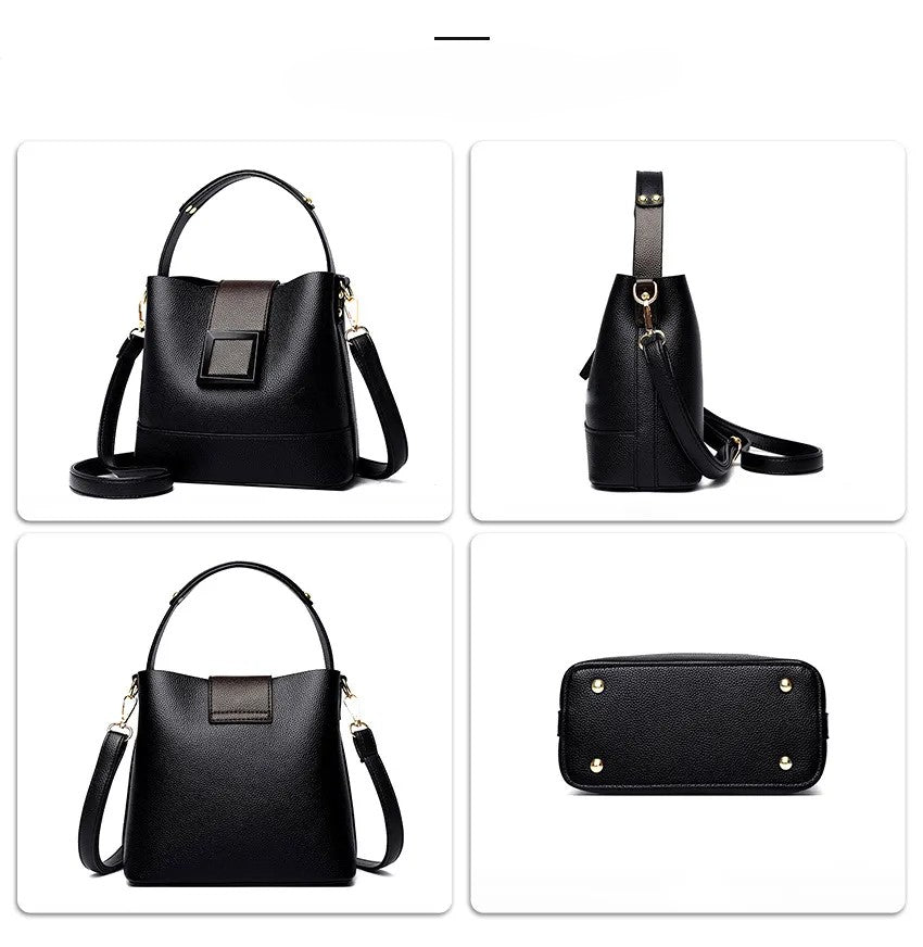 Women's Crocodile Pattern Bucket Bag – Large Shoulder & Messenger Bag with Zip Closure