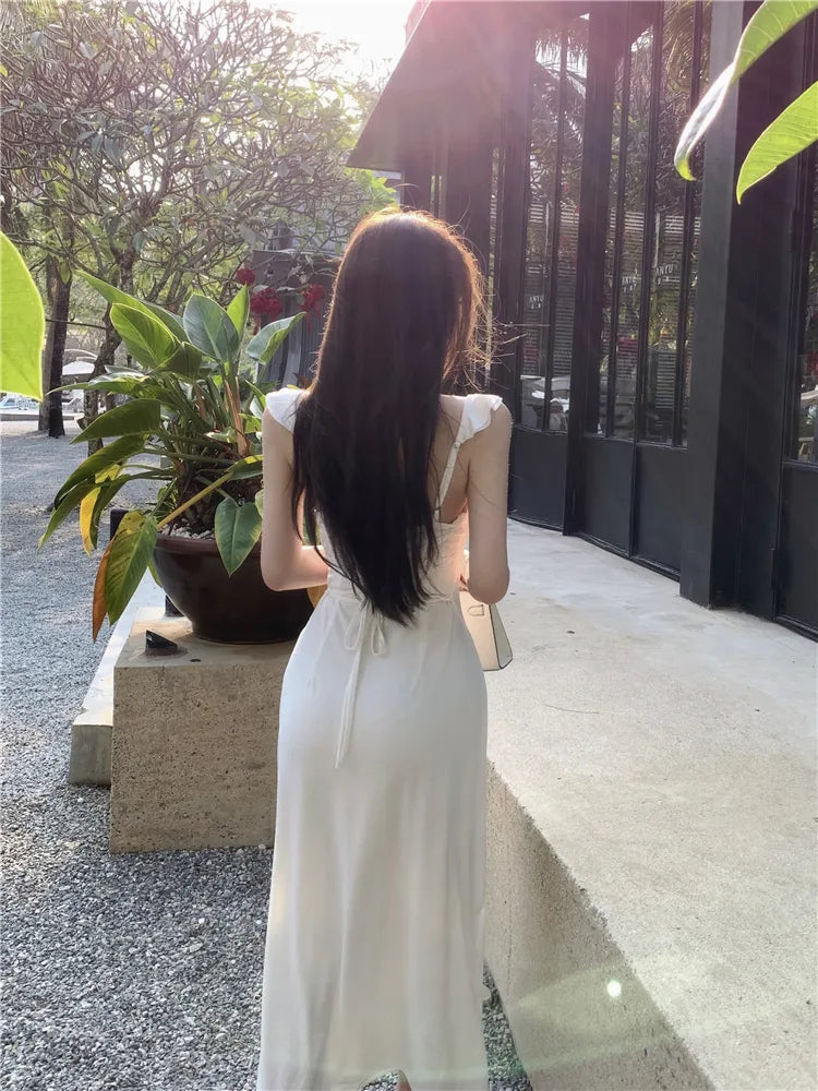 Bodycon Maxi Dress – Cap Sleeve Lace-Up Evening Gown
