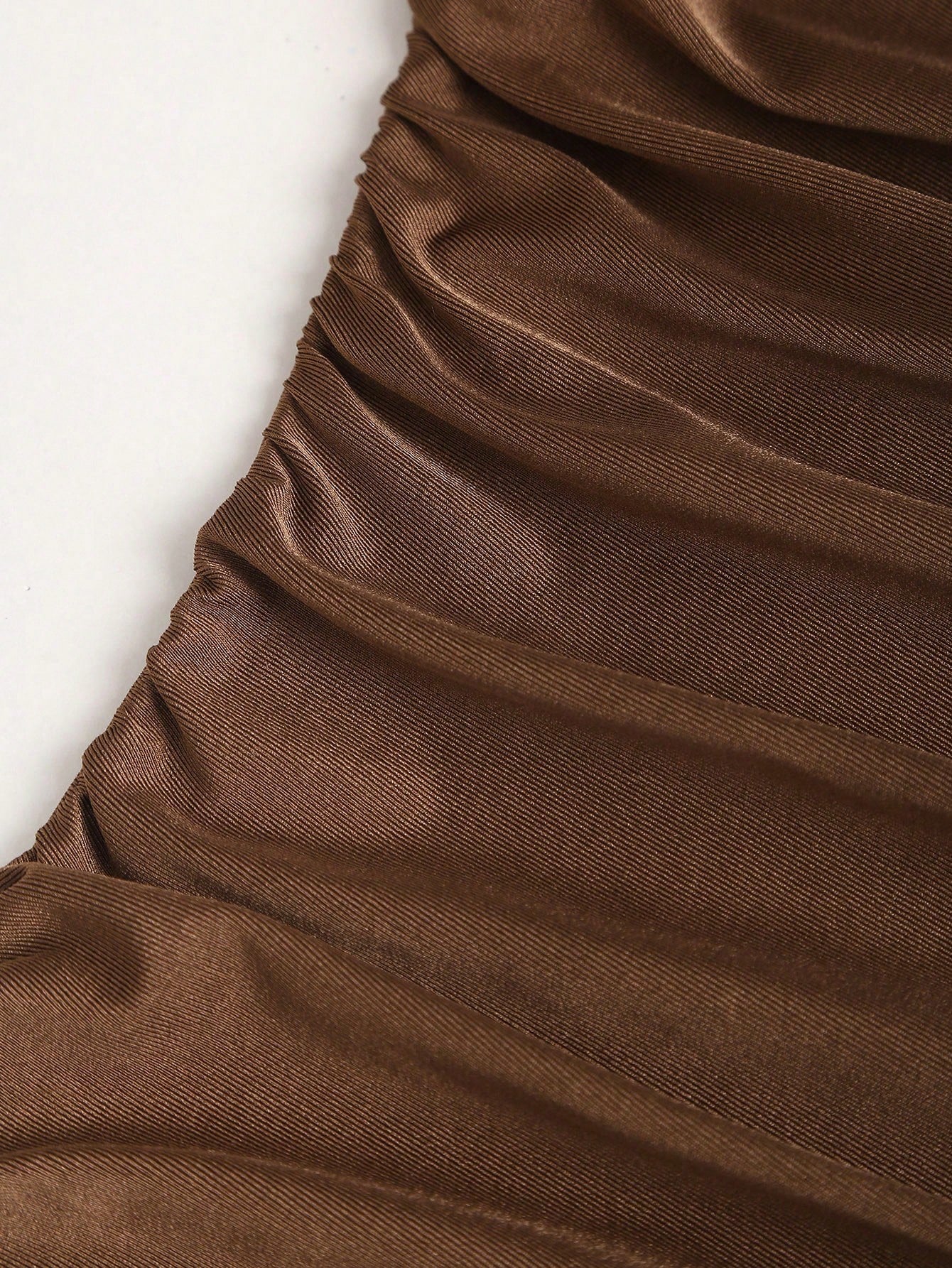 brown spaghetti strap belted long dress with a slim fit vintage silhouette and adjustable straps for women by Fashzeo.