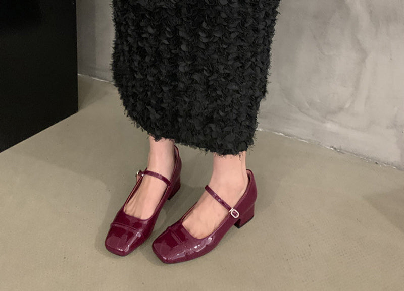 Trendy Mary Jane Block Heels for Women – Square Toe Rubber Sole Shoes