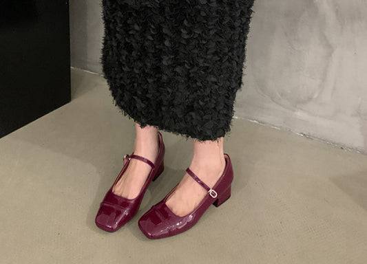 Trendy Mary Jane Block Heels for Women – Square Toe Rubber Sole Shoes