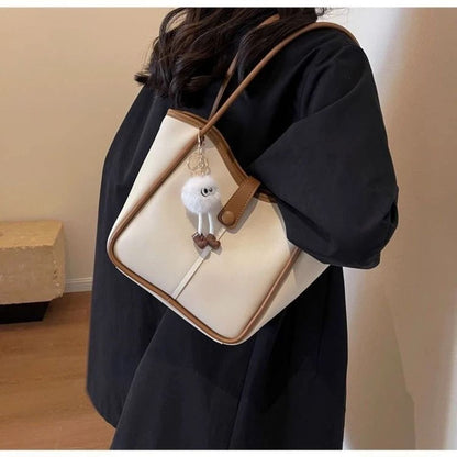 Minimalist Shoulder Bag – Classic Vintage Everyday Tote with Zipper & Large Capacity