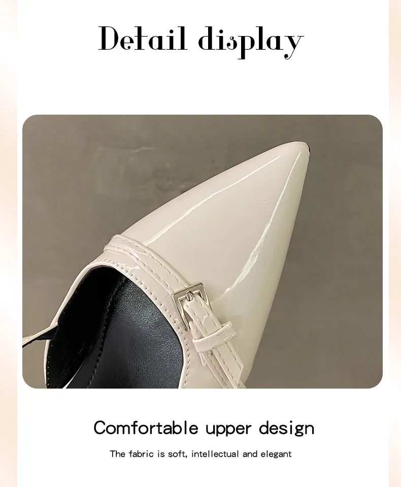 Elegant Pointed Toe Slingback Heels for Women – 2-Inch PU Leather High Heels for Office & Daily Wear